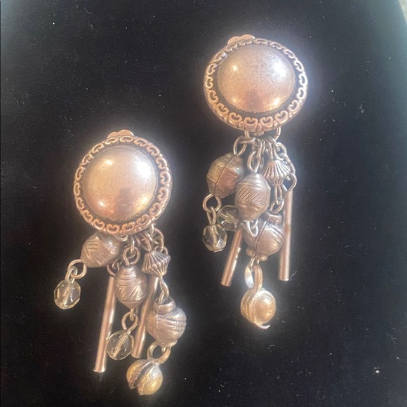 Vintage Silver Tone Dangle Clip On Earrings - Picture 3 of 6